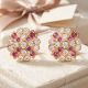 Origami Leaf Stone Gold Stud Earrings