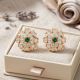 Classic Floral Stone Gold Stud Earrings