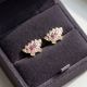 Lotus Fan Stones Gold Stud Earrings
