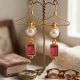 Modern Gemstone Pearl Gold Drops