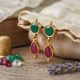Iris Vibrant Gemstone Dangle Gold Drops
