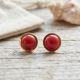 22K Gold Red Coral Stud Earrings