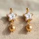 22K Golden Star Stone Drop Earrings