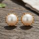 Modern Gold Pearl Stud Earrings