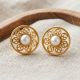 Gold Filigree Pearl Stud Earrings