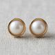 Women's Pearl Studs Gold Earrings