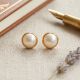Women's Casual Gold Pearl Stud Earrings