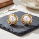 Modern Pearl Gold Stud Earrings