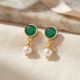 Emerald Gold Pearl Drop Earrings