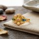Antique Style Enamel Bloom Gold Ring