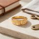 Heritage Geometric Grid Gold Ring