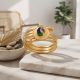 Royal Peacock Enamel Coiled Gold Ring