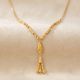 Contemporary Striped Navette Tassel Gold Chain