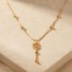 Textured Hexagon Motif Tassel Gold Chain