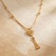 Striated Heart Tassel Gold Chain
