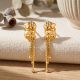 Lotus Tassel Gold Casting Stud Earrings