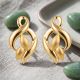 Twin Leaf Casting Gold Stud Earrings