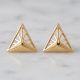 Geometric Pyramid Casting Gold Stud Earrings