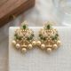 Silver Mayil Stone Earring With Pearl Drops