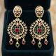 Traditional Mayil Silver Stone Earring With Drops