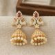 Silver Mayil Stone Stud With Pearl Jhumka