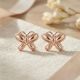 Fancy Rose Silver Butterfly Stud 