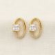 Trendy Oval Silver Stone Stud