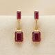 Gold Plated Silver Ruby Emerald Drops