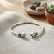 Silver Open Bangle with Rope Twist and Ball