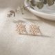 Trendy Floral Gold Diamond Stud